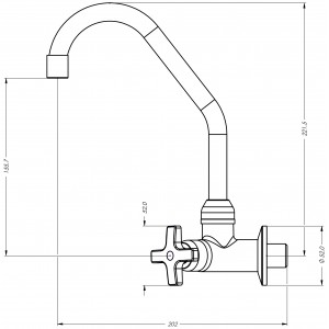 Torneira Cozinha Parede Bica Móvel 1168 Alfa C34 Cromado Esteves VTP200CWB