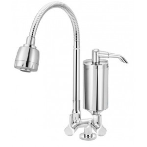 Torneira Cozinha Bancada Com Filtro e Ducha ¼ Volta Bica Articulada  Clean C62 Cromado Esteves VTF901CWB