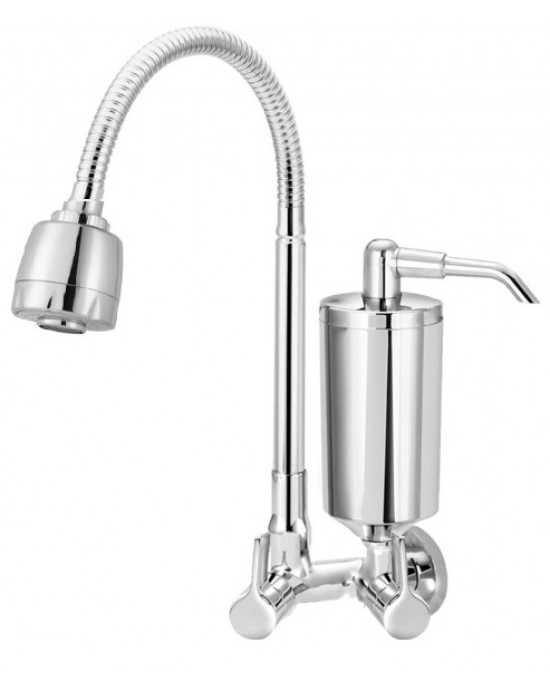 Torneira Cozinha Parede Com Filtro e Ducha ¼ Volta Bica Articulada  Clean C62 Cromado Esteves VTF900CWB