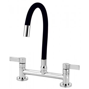 Misturador Cozinha Mesa Bica Articulável Preta  ¼ Volta 1256 Clean C62 Cromado Esteves VMM465CWC