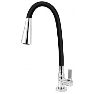 Torneira Cozinha Mesa Bica Articulada Preta com Ducha Clean C62 Esteves VTM622CWB