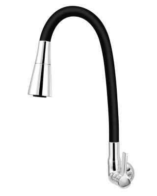 Torneira Cozinha Parede Bica Articulada Preta com Ducha Clean C62 Esteves VTP622CWB