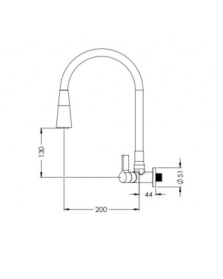 Torneira Cozinha Parede Bica Articulada Preta com Ducha Clean C62 Esteves VTP622CWB