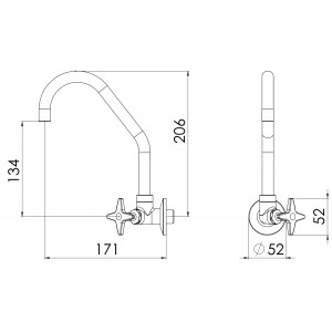 Torneira Cozinha Parede Bica Móvel 1168 Eco C23 Cromado Esteves VTP123CWG