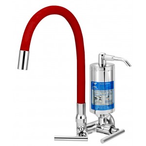Torneira Cozinha Parede Com Filtro ABS ¼ Volta Bica Articulável Vermelha Omega C61 Cromado Esteves VTF261CWB