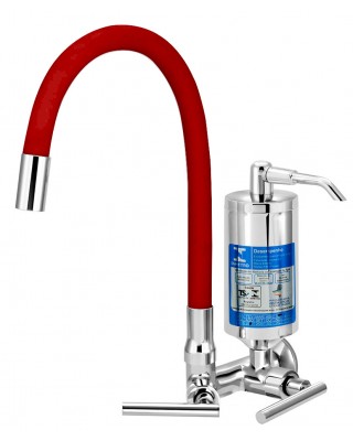 Torneira Cozinha Parede Com Filtro ABS ¼ Volta Bica Articulável Vermelha Omega C61 Cromado Esteves VTF261CWB