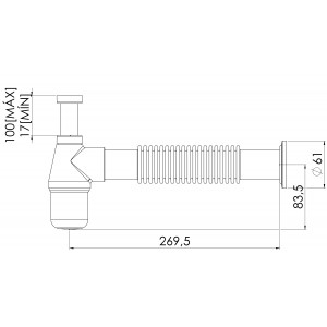 Sifão Lavatório Corrugado 1X1.1/2 Tubo Saída 30cm Dn40 Cromado Esteves VSM180CWB