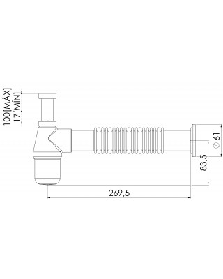 Sifão Lavatório Corrugado 1X1.1/2 Tubo Saída 30cm Dn40 Cromado Esteves VSM180CWB