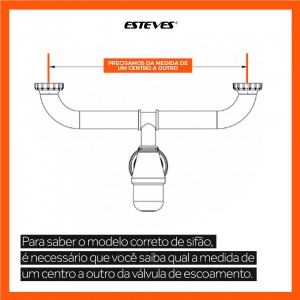 Sifão Cozinha Duplo Regulável 1.1/2X2 Tubo Saída 30cm Cromado Esteves VSM029CWC - com luva adaptável para 2"