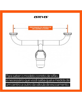 Sifão Cozinha Duplo Regulável 1.1/2X2 Tubo Saída 30cm Cromado Esteves VSM029CWC - com luva adaptável para 2"