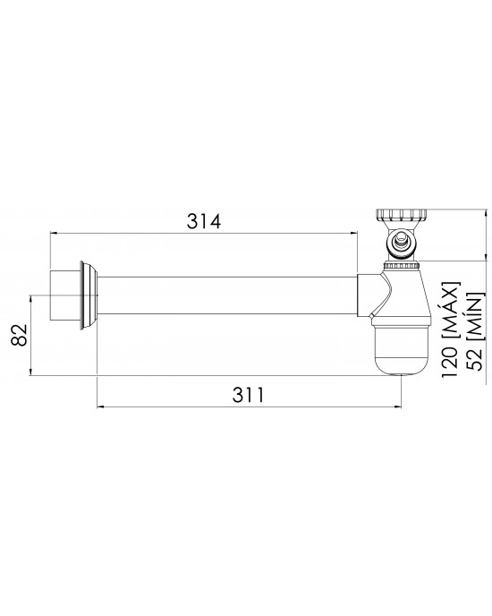 Sifão Cozinha Regulável com Entrada Lateral Maq Lavar 1.1/2 X2 Cromado Esteves VSM025SWG - com luva adaptável para 2"