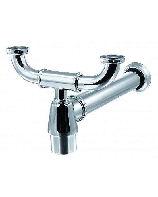 Sifão Cozinha Duplo Regulável 1.1/2x2 Entre-Eixos 29Cm Cromado Esteves VSM076CWC - com luva adaptável para 2" Sifão Cozinha Duplo Regulável 1.1/2x2 Entre-Eixos 29Cm Cromado Esteves VSM076CWC - com luva adaptável para 2"
