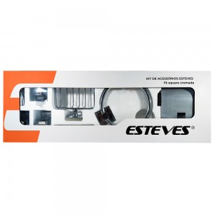 Kit Acessórios Square Quadrado 5 Peças - Aluminio Cromado Esteves VAD087CWC