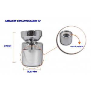 Arejador Articulado Cromado P/ Torneira Rosca 5/8 (15,87mm)